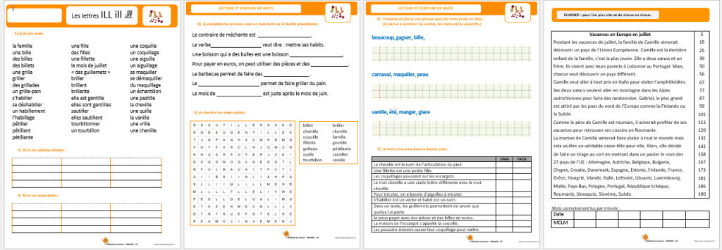 49-les graphèmes IL-ILL-lecture-écriture-ORANGE-niveau commun-2026-image