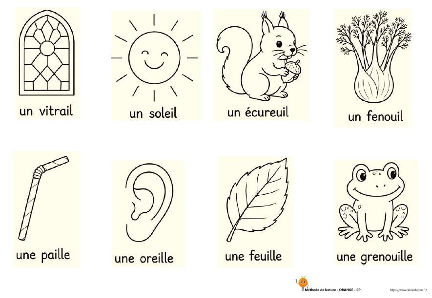 49B-les graphèmes AILLE-EILLE-EUILLE-OUILLE-IMAGE-AIDE-ELEVE-lecture-écriture-ORANGE-niveau commun-2026-IMAGE